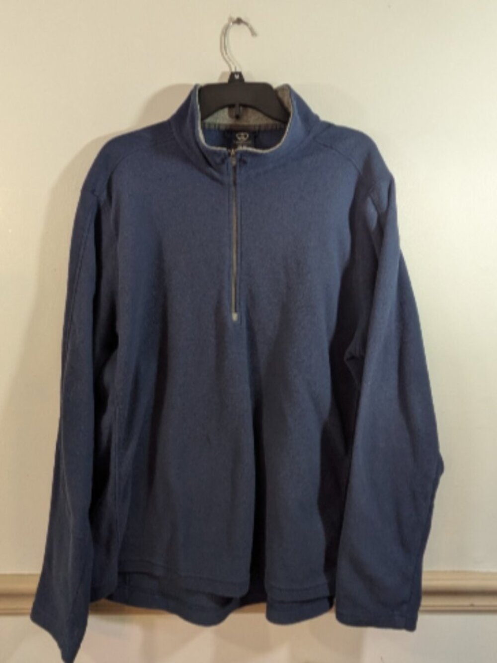 Lands End Sweatshirt Mens Size XLT Fleece Pullover 1/4 Zip Blue